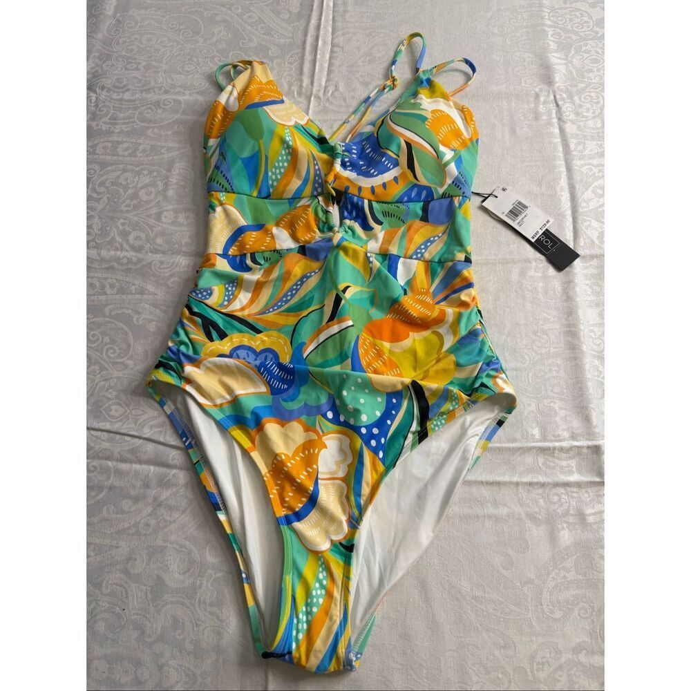 La Blanca Sun In Sicily UPF 50+ Lace Up One Piece Bathing Suit Swimsuit Size 16